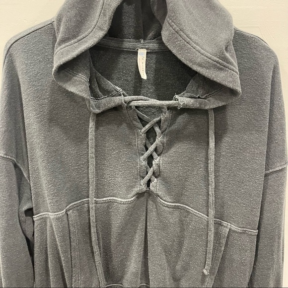 Free People Movement Gray Believer Sweat Hoodie Lace-Up Athleisure Small - Picture 10 of 15